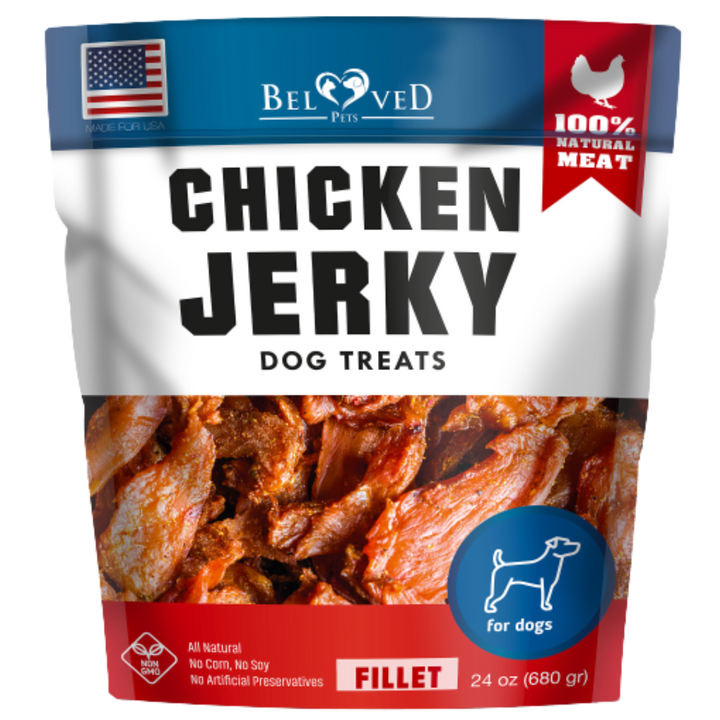 Beloved Pets Chicken Jerky Dog Treats - Fillet Snack - All Natural Delicious Chews - Incredible Taste - Ideal for Training - Made for USA - Belovedpetsbrand