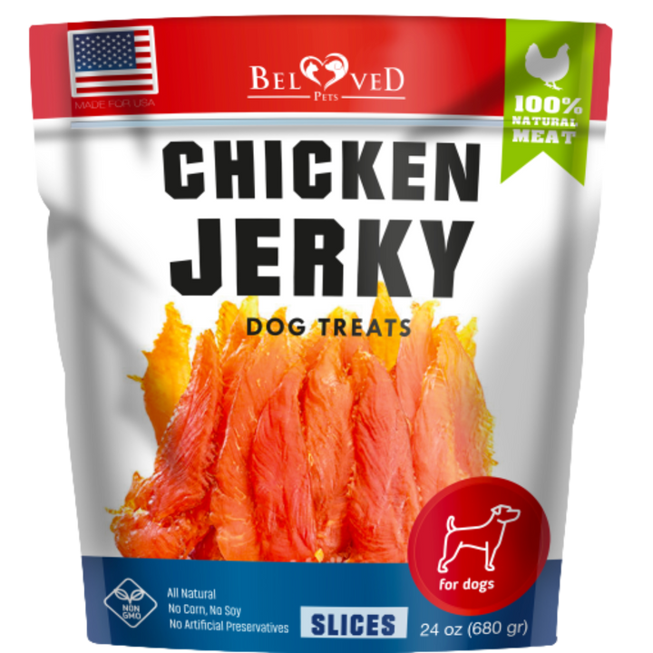 Beloved Pets Chicken Jerky Dog Treats - Slices Snack - All Natural Delicious Chews - Incredible Taste - Ideal for Training - Made for USA - Belovedpetsbrand
