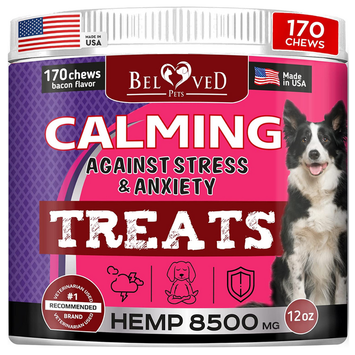 Calming Treats for Dogs - Advanced Anxiety and Stress Relief - Storms, Fireworks, Separation, Barking Aid - Made in USA - 170 Soft Chews - Belovedpetsbrand