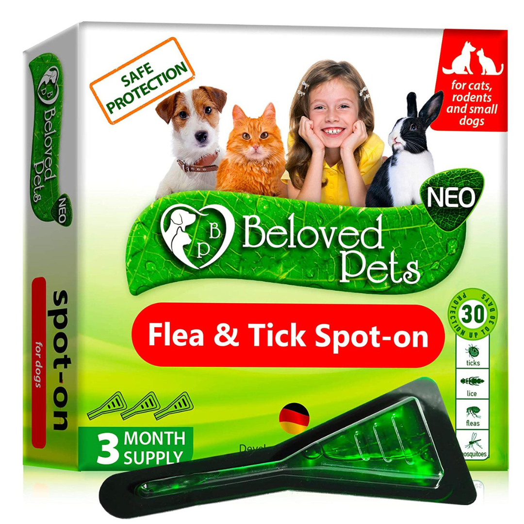 Flea and Tick Prevention for Dogs and Cats - Natural Flea Treatment for Pets Kittens Puppies - 100% Immediate Super Effect - 3 Months Supply - (Small) - Belovedpetsbrand