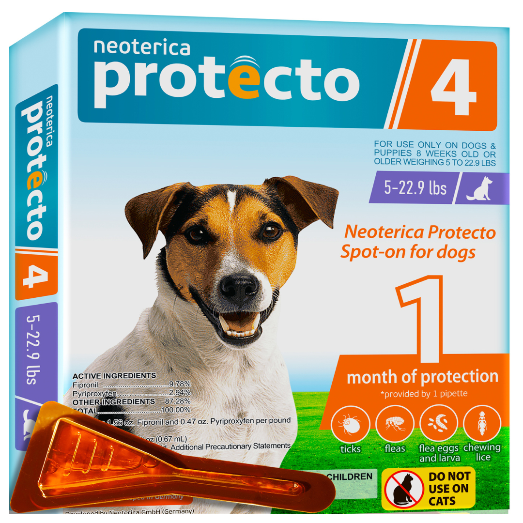 Neoterica Protecto 4 - Flea and Tick Prevention for Large Medium Small Dogs - 1 piece per pack - Belovedpetsbrand