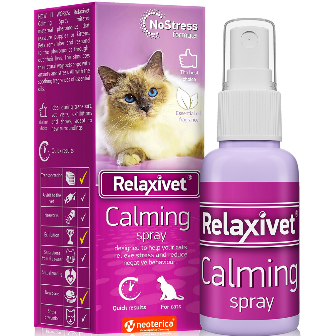Relaxivet Pheromone Calming Spray for Cats and Dogs (50ML) with a Long-Lasting Calming Effect - #1 Spray for Stress Prevent and Relax - Belovedpetsbrand
