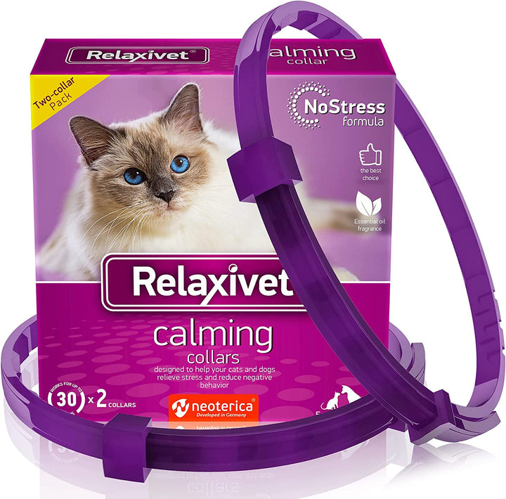 Relaxivet Calming Collar for Cats and Small Dogs - Reduce Anxiety Your Pets - The Best Replacement for Calming Chews Treats Drops Plug in - Belovedpetsbrand