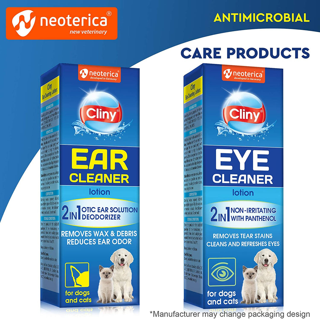 Cliny Ear Cleaner for Dogs and Cats - New Formula Ear Solution Drops - Otic Infection Treatment for Pets- Effective Against Mite, Yeast & Natural Odor Control Lotion - Belovedpetsbrand