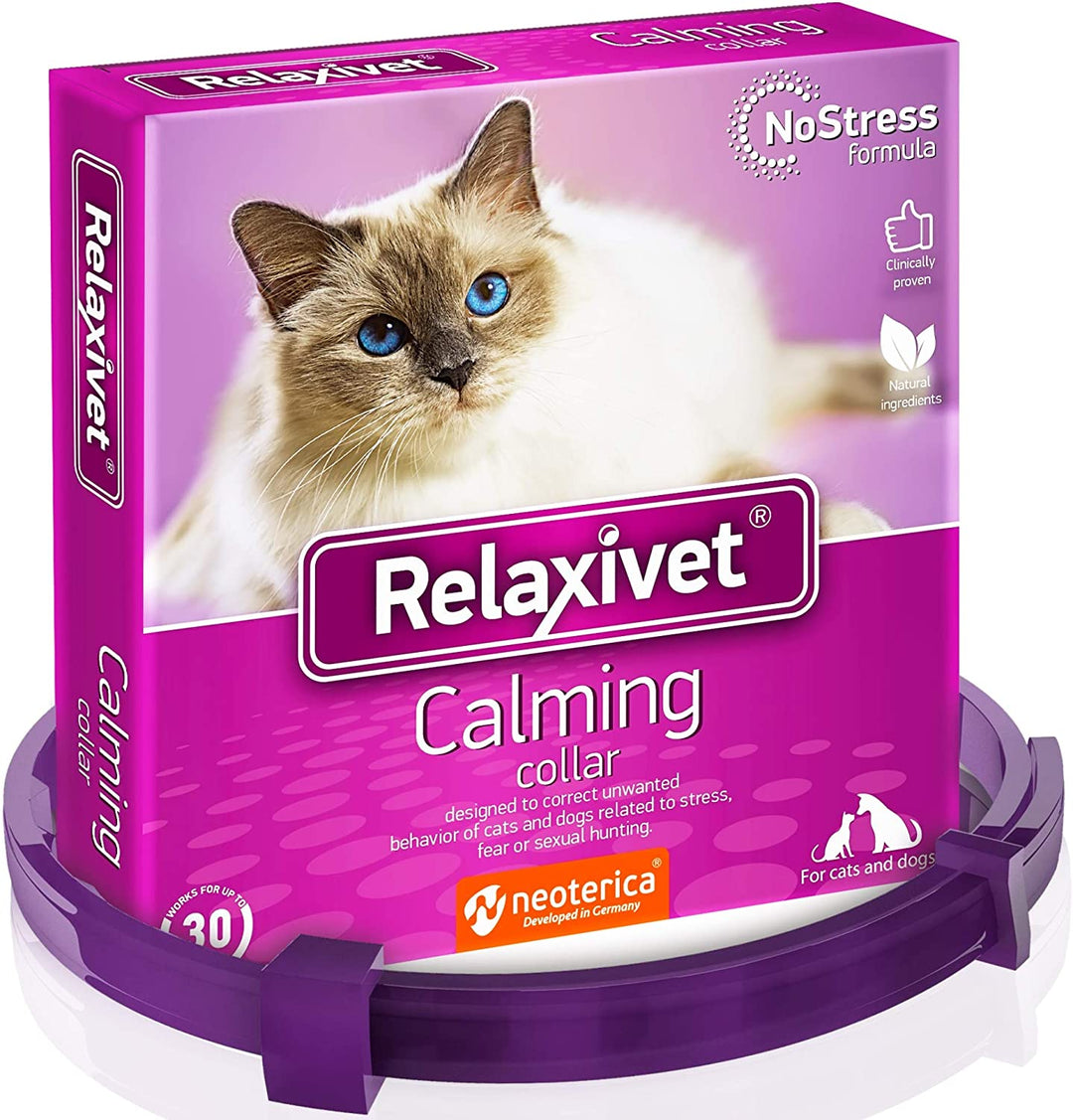 Relaxivet Calming Collar for Cats and Small Dogs - Reduce Anxiety Your Pets - The Best Replacement for Calming Chews Treats Drops Plug in - Belovedpetsbrand