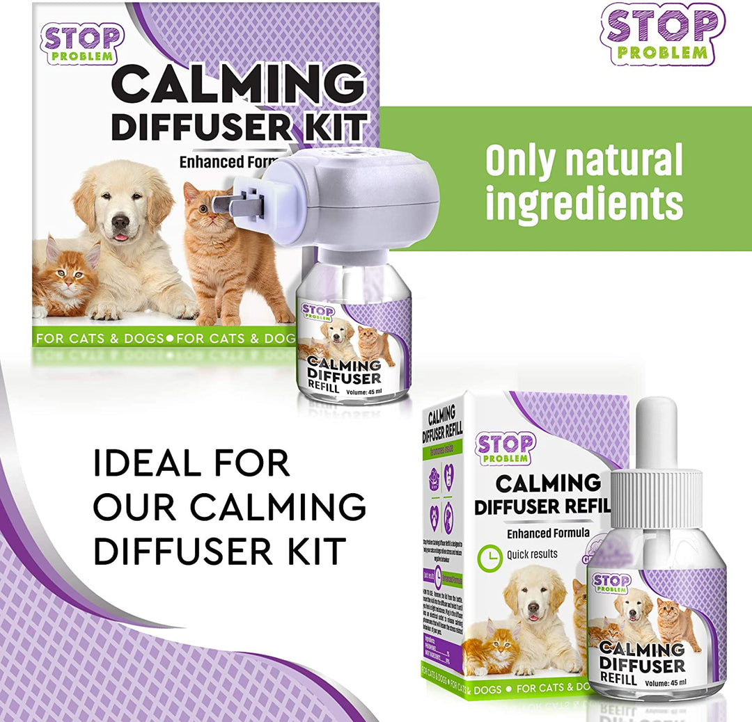 Beloved Pets Pheromone Calming Diffuser Refill 2 Pack for Cats and Dogs with Long-Lasting Relax Effect - Enhanced Formula of Anxiety Relief - Natural Stress Prevention (Diffuser not Included) - Belovedpetsbrand