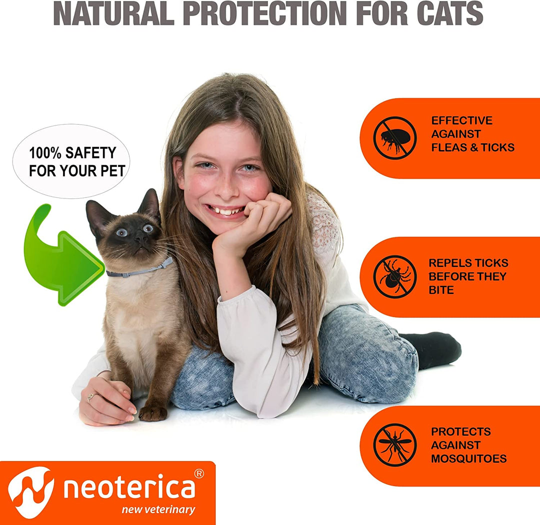 Natural Flea & Tick Collar for Cats - 6 Months Control of Best Prevention & Safe Treatment - Anti Fleas and Ticks Essential Oil Repellent (2 pieces)