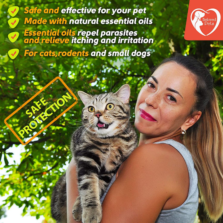 Flea and Tick Prevention for Dogs and Cats - Natural Flea Treatment for Pets Kittens Puppies - 100% Immediate Super Effect - 3 Months Supply - Flea and Tick Repellent Control… (Small) - Belovedpetsbrand