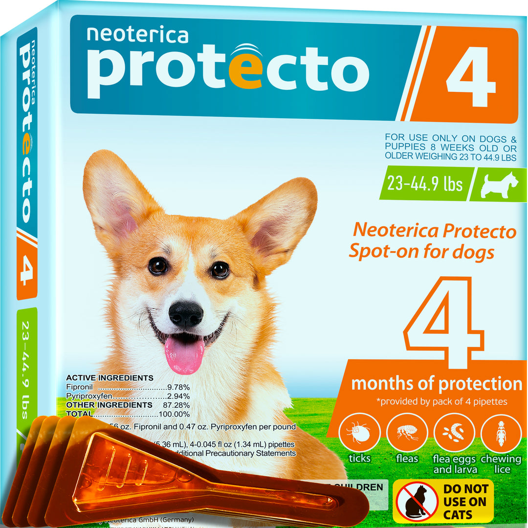 Neoterica Protecto 4 - Flea and Tick Prevention for Large Medium Small Dogs - 4 piece per pack - Belovedpetsbrand