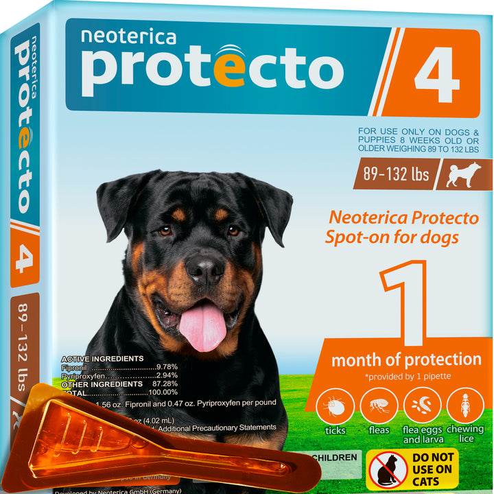 Neoterica Protecto 4 - Flea and Tick Prevention for Large Medium Small Dogs - 1 piece per pack - Belovedpetsbrand