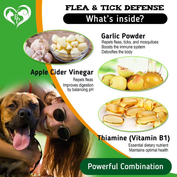 Flea and Tick Prevention Chewable Pills for Dogs - Revolution Oral Flea Treatment for Pets & Complex Multivitamin -Natural Pest Control & Defense Chews - Small Tablets Made in USA (10 Oz)