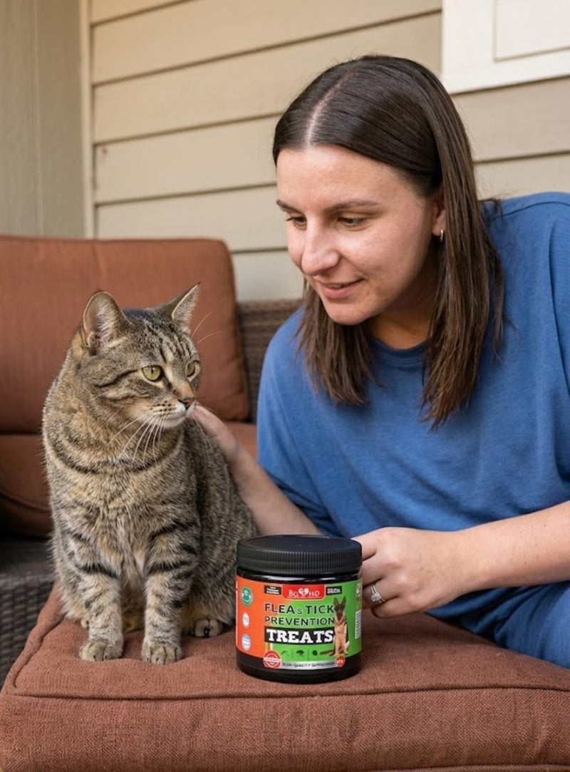 Cat with lickable treats