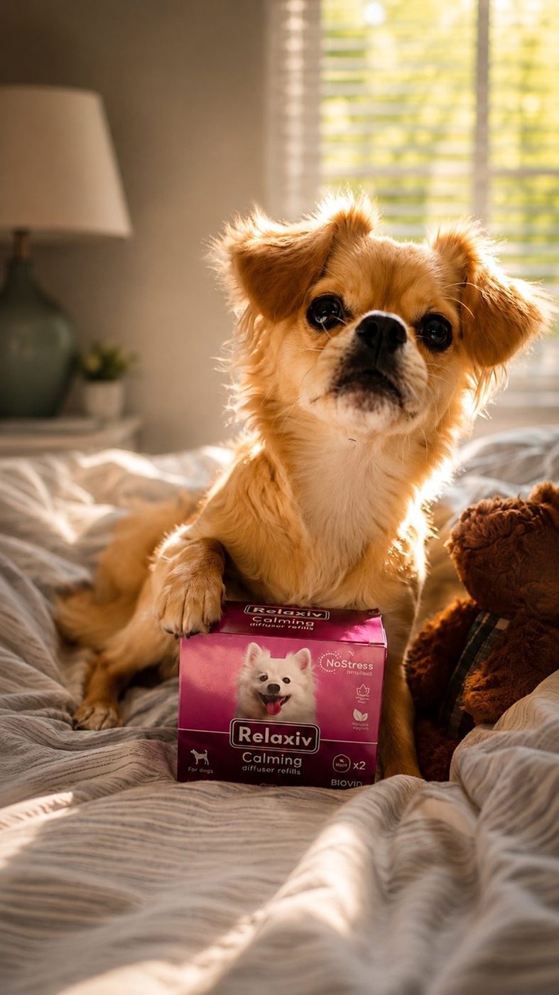 Dog with calming support