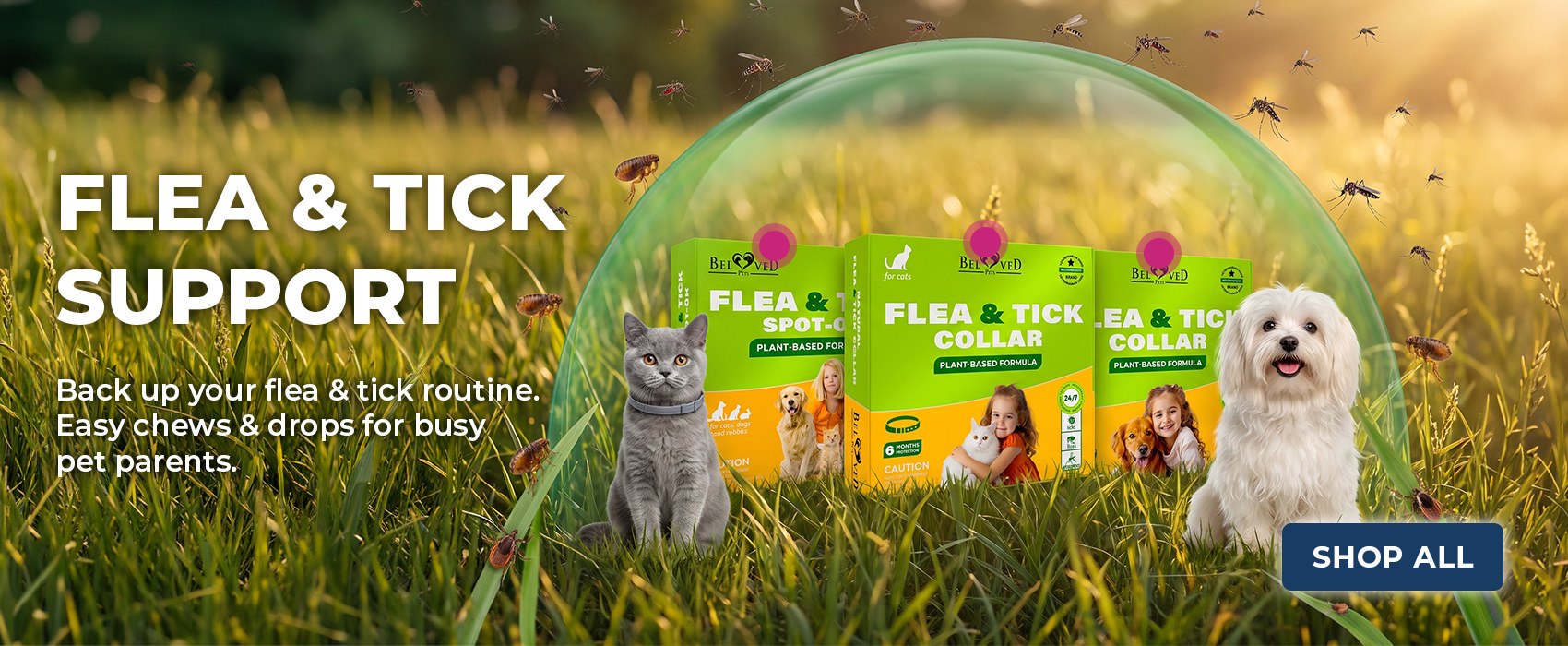 Flea & Tick Support — plant-based spot-on & collars